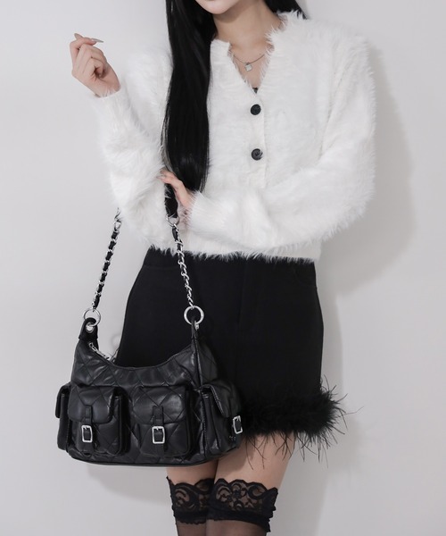 me+em select(ミームセレクト)の「【 2WAY 】アウトポケットキルティングチェーンショルダーバッグ / 2WAY out pocket quilting chain shoulder bag(ショルダーバッグ・レディース・ブラック/アイボリー/グレー・FREE)」の17枚目の写真