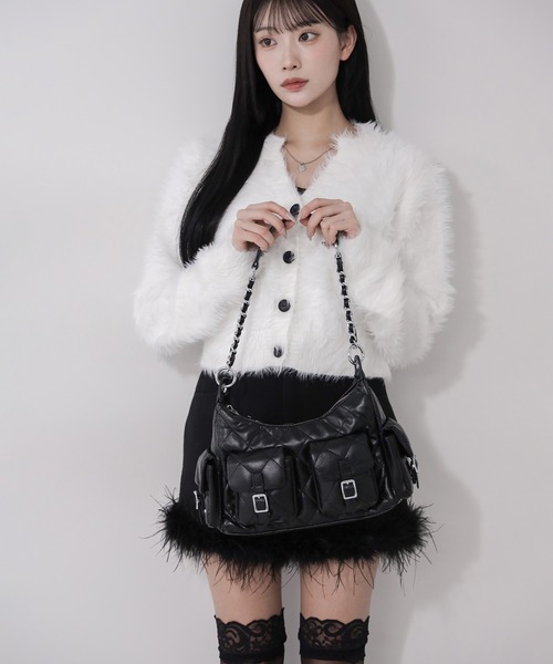 me+em select(ミームセレクト)の「【 2WAY 】アウトポケットキルティングチェーンショルダーバッグ / 2WAY out pocket quilting chain shoulder bag(ショルダーバッグ・レディース・ブラック/アイボリー/グレー・FREE)」の18枚目の写真