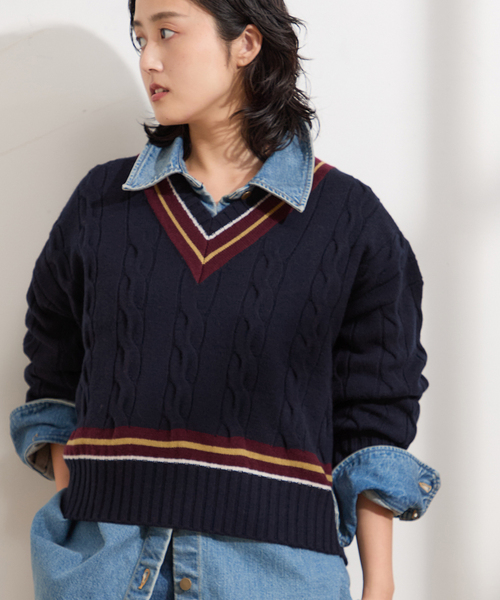セール】Trinity ラインケーブルニット（ニット/セーター）｜journal