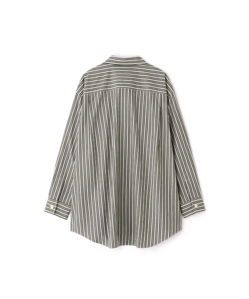 MHL.（エムエイチエル）の「TWO TONE COTTON STIRIPE（シャツ/ブラウス・レディース・ダークグリーン・1/2）」の2枚目の写真