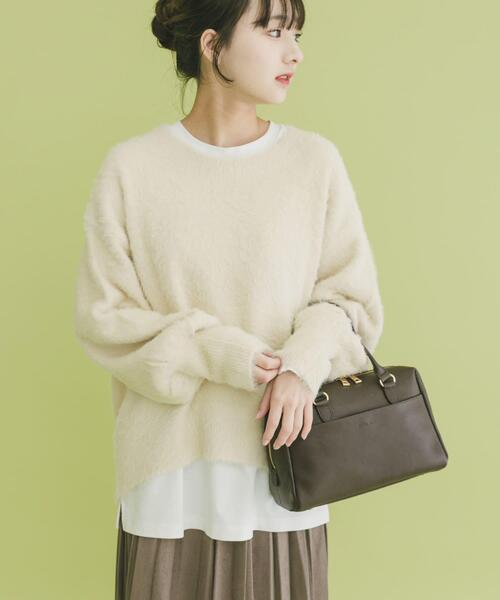 ITEMS URBANRESEARCH(アイテムズ アーバンリサーチ)の「シャギークルーネックニット(ニット/セーター・レディース・チャコールグレー/ネイビー/アイボリー/その他1・FREE)」の2枚目の写真