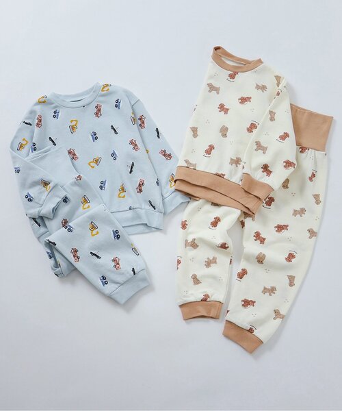 apres les cours(アプレレクール)の「トイプードル・くるま柄裏毛パジャマ(ルームウェア/パジャマ・キッズ・サックスブルー/ブラウン・90/110/120/80/100/130)」の9枚目の写真