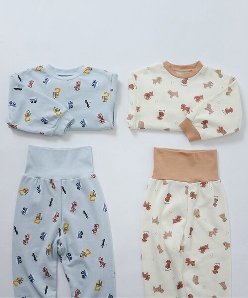 apres les cours(アプレレクール)の「トイプードル・くるま柄裏毛パジャマ(ルームウェア/パジャマ・キッズ・サックスブルー/ブラウン・90/110/120/80/100/130)」の20枚目の写真