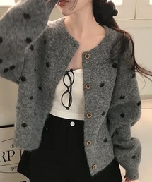 Doula Doula | ドット柄クルーネックニットカーディガン(カーディガン/ボレロ)