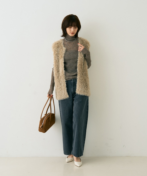 EMMA　ROUGE VIF（エマルージュヴィフ）の「【一部店舗限定】コンパクトボストンロングハンドルバッグ（ショルダーバッグ・レディース・キャメル/ブラック・フリー）」の10枚目の写真