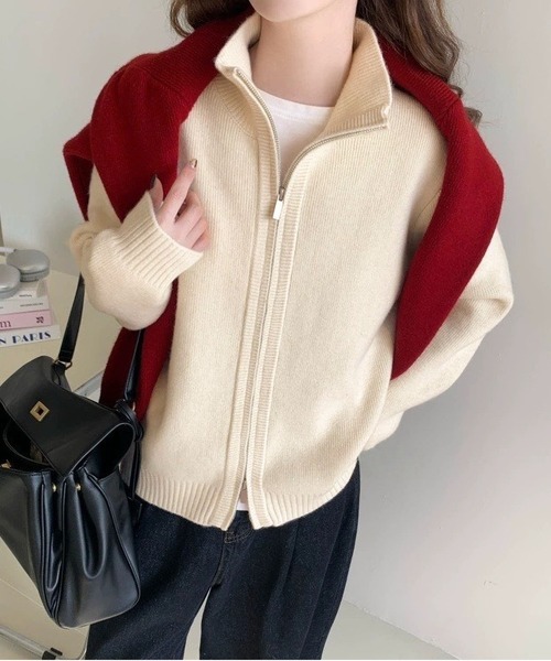 BLANC FICELLE（ブランフィセル）の「ダブルZIP ニットポロ（ニット