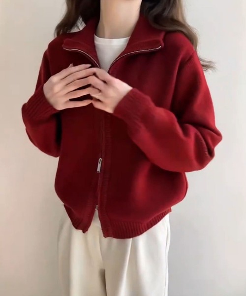 BLANC FICELLE（ブランフィセル）の「ダブルZIP ニットポロ（ニット