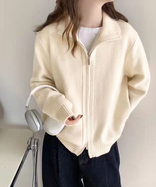 BLANC FICELLE（ブランフィセル）の「ダブルZIP ニットポロ（ニット