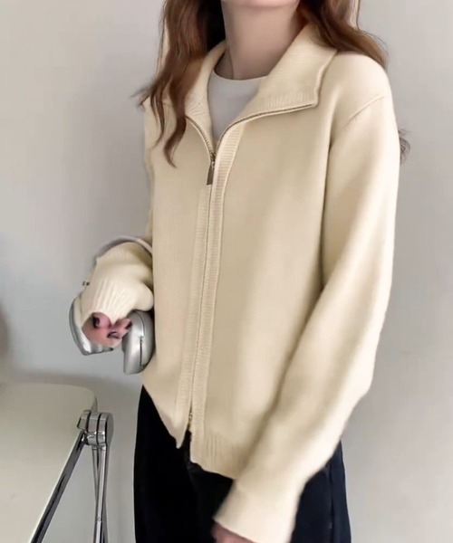 BLANC FICELLE（ブランフィセル）の「ダブルZIP ニットポロ（ニット