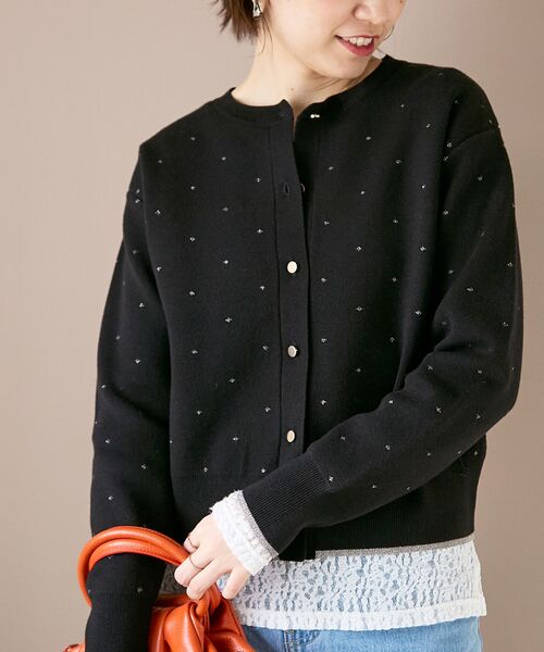 le.coeur blanc（ルクールブラン）の「《手洗い可能》ラメドットジャガードカーディガン（カーディガン/ボレロ・レディース・ホワイト系その他/ブラック系その他・38）」の2枚目の写真
