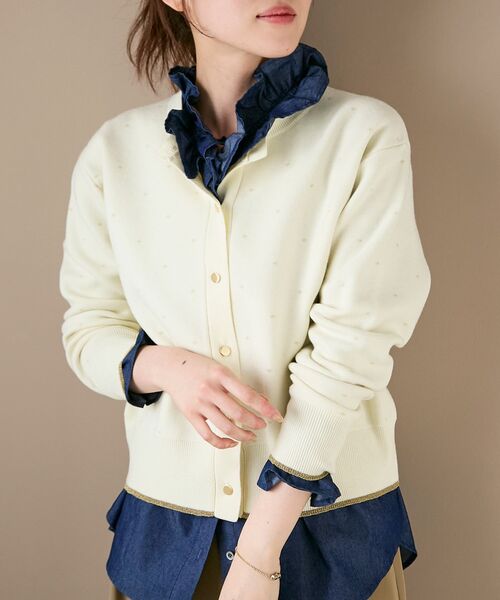 le.coeur blanc（ルクールブラン）の「《手洗い可能》ラメドットジャガードカーディガン（カーディガン/ボレロ・レディース・ホワイト系その他/ブラック系その他・38）」の22枚目の写真