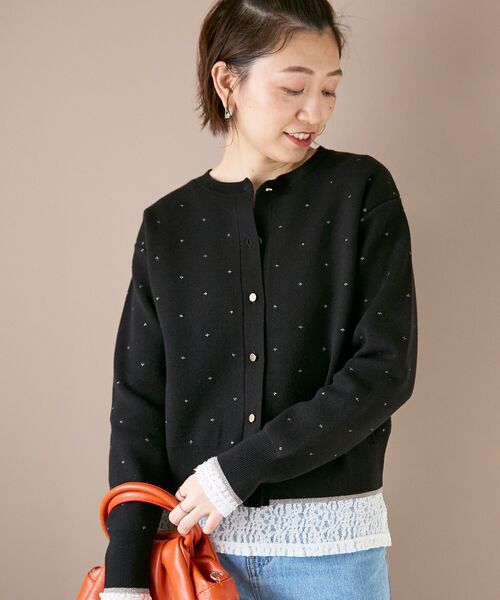 le.coeur blanc（ルクールブラン）の「《手洗い可能》ラメドットジャガードカーディガン（カーディガン/ボレロ・レディース・ホワイト系その他/ブラック系その他・38）」の15枚目の写真