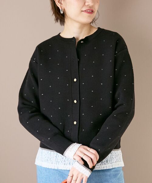 le.coeur blanc（ルクールブラン）の「《手洗い可能》ラメドットジャガードカーディガン（カーディガン/ボレロ・レディース・ホワイト系その他/ブラック系その他・38）」の14枚目の写真