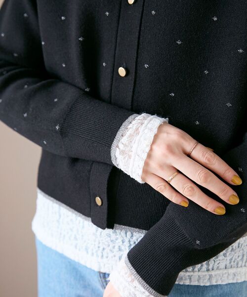 le.coeur blanc（ルクールブラン）の「《手洗い可能》ラメドットジャガードカーディガン（カーディガン/ボレロ・レディース・ホワイト系その他/ブラック系その他・38）」の13枚目の写真