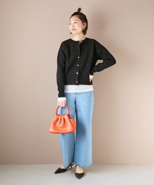 le.coeur blanc（ルクールブラン）の「《手洗い可能》ラメドットジャガードカーディガン（カーディガン/ボレロ・レディース・ホワイト系その他/ブラック系その他・38）」の11枚目の写真