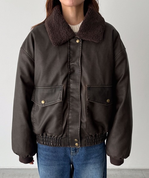 CANAL JEAN（キャナルジーン）の「diggity　インナーボアフライトブルゾン（ブルゾン・レディース・ブラウン・ONE SIZE）」の7枚目の写真