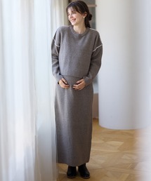 Rosemadame(ローズマダム)の配色ステッチニットワンピース(マタニティ&授乳服)授乳口付き 授乳楽々 妊婦服 産前・産後対応(マタニティウェア/グッズ)
