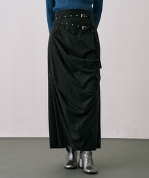 【美品】UNITED TOKYOブラックレザー ロングスカート ハイウエスト セール】【残りわずか！】レザーライクイレギュラースカート（スカート