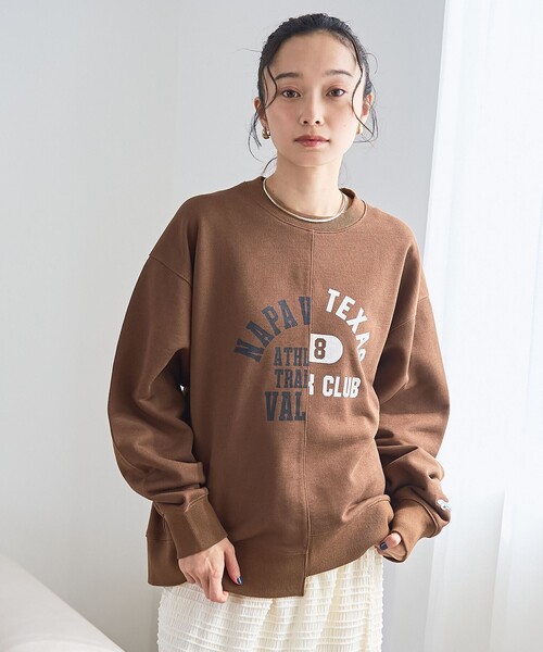 PENNEYS（ぺニーズ）の「【PENNEYS（ぺニーズ）別注】 リメイク風切り替え裏毛スウェット（スウェット・レディース・ブラウン/ダークグレー/ナチュラル/ライトピンク・M/L）」の5枚目の写真