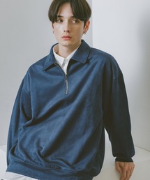 RAGEBLUE | SUEDE HALF ZIP SWEAT / カットスウェード/ハーフジップスウェット(スウェット)