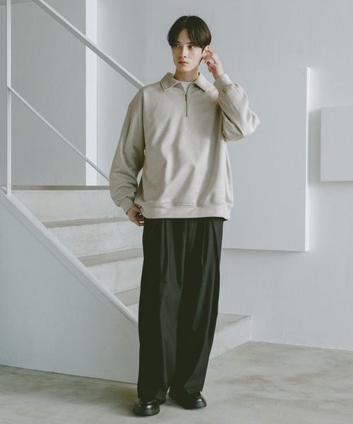 RAGEBLUE（レイジブルー）の「SUEDE HALF ZIP SWEAT / カットスウェード/ハーフジップスウェット（スウェット・メンズ・ブルー/ダークグレー/ライトグレー/ダークブラウン・LARGE/MEDIUM）」の21枚目の写真