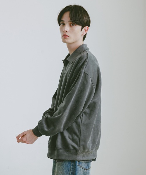 RAGEBLUE（レイジブルー）の「SUEDE HALF ZIP SWEAT / カットスウェード/ハーフジップスウェット（スウェット・メンズ・ブルー/ダークグレー/ライトグレー/ダークブラウン・LARGE/MEDIUM）」の13枚目の写真