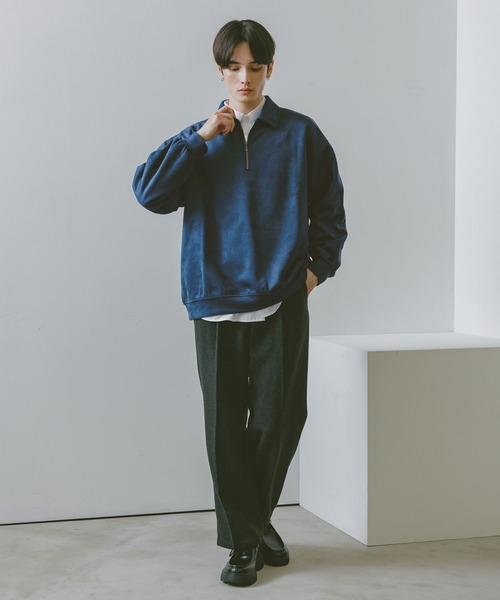 RAGEBLUE（レイジブルー）の「SUEDE HALF ZIP SWEAT / カットスウェード/ハーフジップスウェット（スウェット・メンズ・ブルー/ダークグレー/ライトグレー/ダークブラウン・LARGE/MEDIUM）」の14枚目の写真