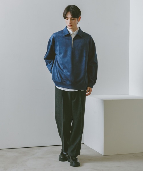 RAGEBLUE（レイジブルー）の「SUEDE HALF ZIP SWEAT / カットスウェード/ハーフジップスウェット（スウェット・メンズ・ブルー/ダークグレー/ライトグレー/ダークブラウン・LARGE/MEDIUM）」の15枚目の写真
