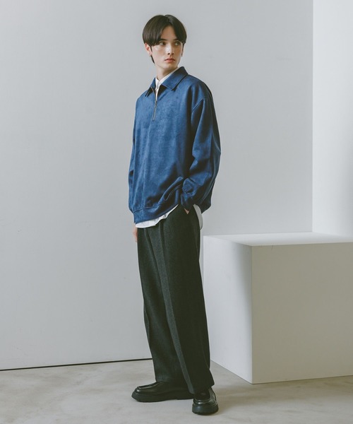 RAGEBLUE（レイジブルー）の「SUEDE HALF ZIP SWEAT / カットスウェード/ハーフジップスウェット（スウェット・メンズ・ブルー/ダークグレー/ライトグレー/ダークブラウン・LARGE/MEDIUM）」の16枚目の写真