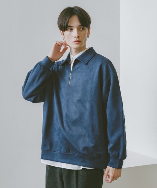 RAGEBLUE（レイジブルー）の「SUEDE HALF ZIP SWEAT / カットスウェード/ハーフジップスウェット（スウェット・メンズ・ブルー/ダークグレー/ライトグレー/ダークブラウン・LARGE/MEDIUM）」の18枚目の写真