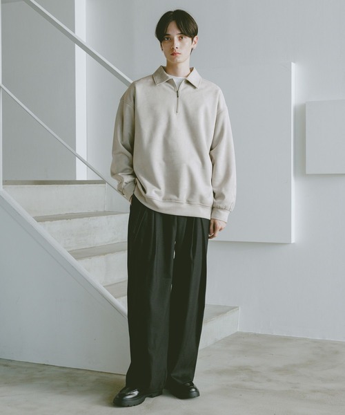 RAGEBLUE（レイジブルー）の「SUEDE HALF ZIP SWEAT / カットスウェード/ハーフジップスウェット（スウェット・メンズ・ブルー/ダークグレー/ライトグレー/ダークブラウン・LARGE/MEDIUM）」の20枚目の写真