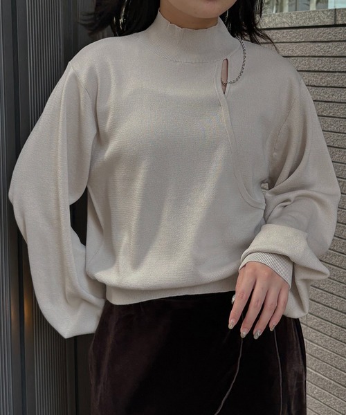 &g'aime（アンジェム）の「【&g'aime】チェーンデザインニット　Chain Design Knit（ニット/セーター・レディース・ブラック/アイボリー/ブルー・FREE）」の12枚目の写真