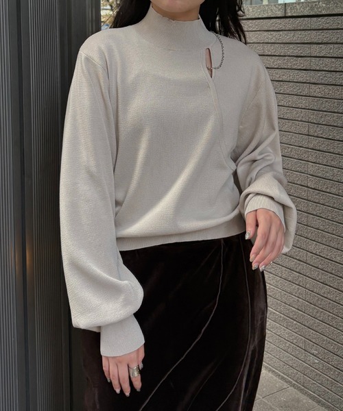 &g'aime（アンジェム）の「【&g'aime】チェーンデザインニット　Chain Design Knit（ニット/セーター・レディース・ブラック/アイボリー/ブルー・FREE）」の13枚目の写真