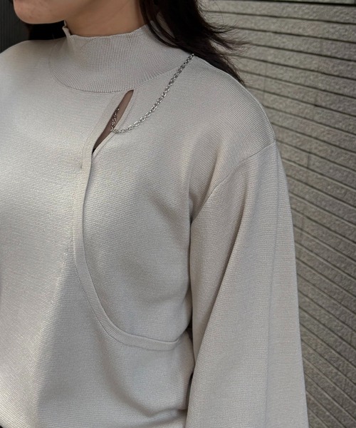 &g'aime（アンジェム）の「【&g'aime】チェーンデザインニット　Chain Design Knit（ニット/セーター・レディース・ブラック/アイボリー/ブルー・FREE）」の14枚目の写真