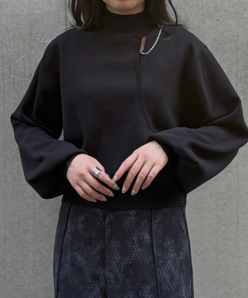 &g'aime（アンジェム）の「【&g'aime】チェーンデザインニット　Chain Design Knit（ニット/セーター・レディース・ブラック/アイボリー/ブルー・FREE）」の22枚目の写真