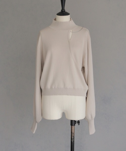 &g'aime（アンジェム）の「【&g'aime】チェーンデザインニット　Chain Design Knit（ニット/セーター・レディース・ブラック/アイボリー/ブルー・FREE）」の4枚目の写真