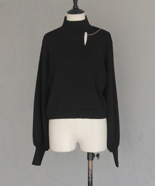 &g'aime（アンジェム）の「【&g'aime】チェーンデザインニット　Chain Design Knit（ニット/セーター・レディース・ブラック/アイボリー/ブルー・FREE）」の6枚目の写真