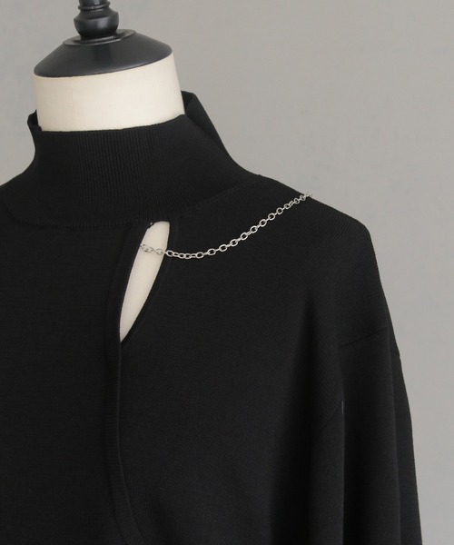 &g'aime（アンジェム）の「【&g'aime】チェーンデザインニット　Chain Design Knit（ニット/セーター・レディース・ブラック/アイボリー/ブルー・FREE）」の9枚目の写真