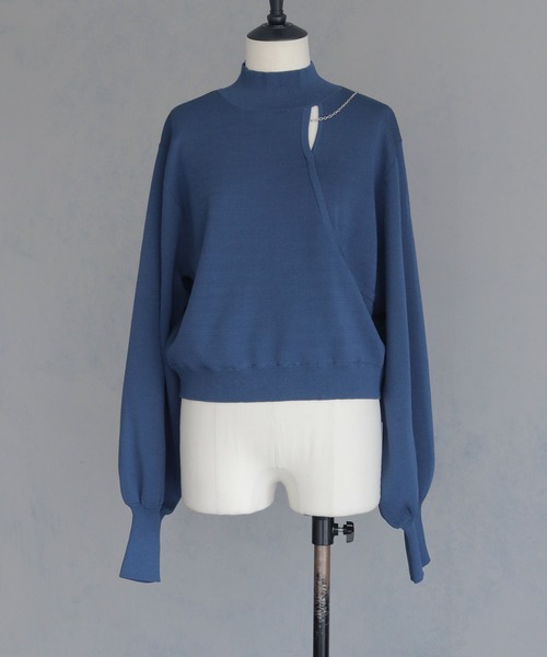 &g'aime（アンジェム）の「【&g'aime】チェーンデザインニット　Chain Design Knit（ニット/セーター・レディース・ブラック/アイボリー/ブルー・FREE）」の5枚目の写真