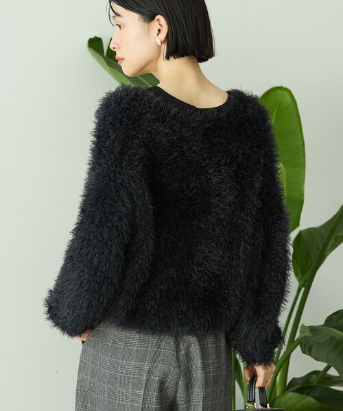 AMERICAN HOLIC（アメリカンホリック）の「シャギーニットクルーネックカーディガン（カーディガン/ボレロ・レディース・モカ/ホワイト系その他2/ピンク/グレイッシュベージュ/ブルーグリーン/ブラック・M/L）」の12枚目の写真