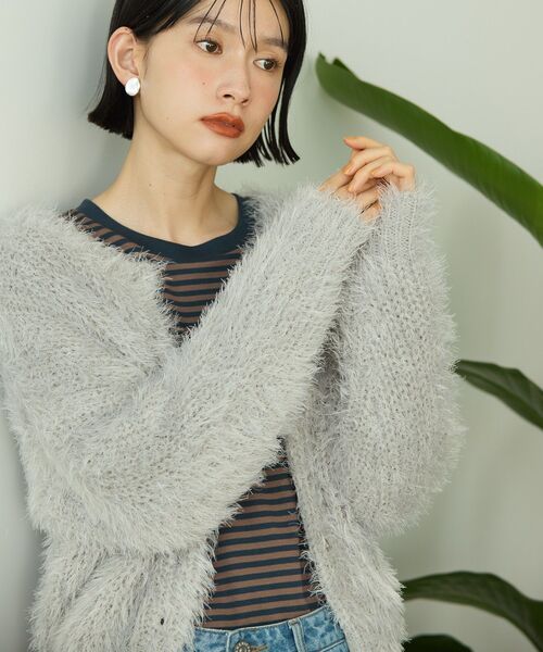 AMERICAN HOLIC（アメリカンホリック）の「シャギーニットクルーネックカーディガン（カーディガン/ボレロ・レディース・モカ/ホワイト系その他2/ピンク/グレイッシュベージュ/ブルーグリーン/ブラック・M/L）」の20枚目の写真