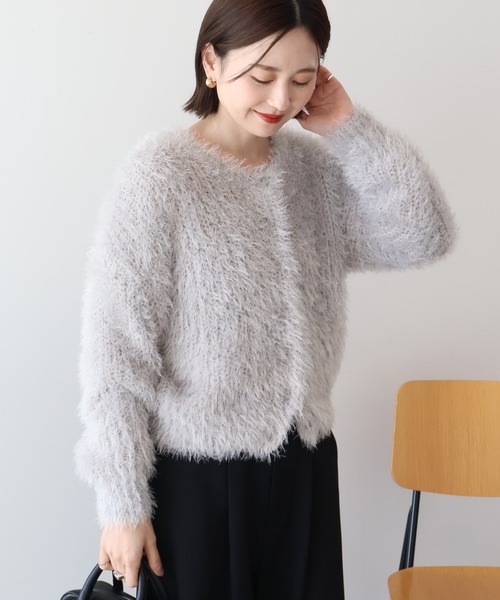 AMERICAN HOLIC（アメリカンホリック）の「シャギーニットクルーネックカーディガン（カーディガン/ボレロ・レディース・モカ/ホワイト系その他2/ピンク/グレイッシュベージュ/ブルーグリーン/ブラック・M/L）」の21枚目の写真