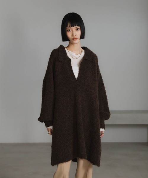 LOWRYS FARM（ローリーズファーム）の「スキッパーニットミニワンピース　 606926（ワンピース・レディース・アイボリー/チャコールグレー/ブラウン・FREE）」の3枚目の写真