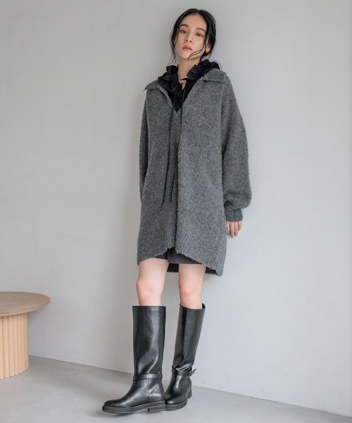 LOWRYS FARM（ローリーズファーム）の「スキッパーニットミニワンピース　 606926（ワンピース・レディース・アイボリー/チャコールグレー/ブラウン・FREE）」の12枚目の写真