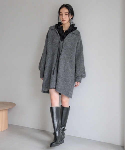 LOWRYS FARM（ローリーズファーム）の「スキッパーニットミニワンピース　 606926（ワンピース・レディース・アイボリー/チャコールグレー/ブラウン・FREE）」の13枚目の写真