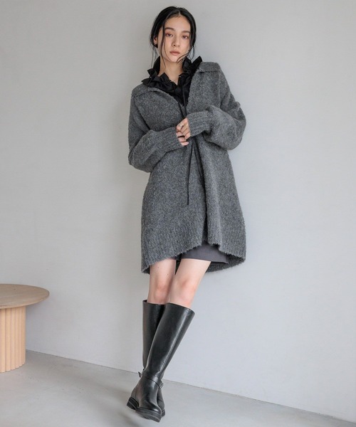 LOWRYS FARM（ローリーズファーム）の「スキッパーニットミニワンピース　 606926（ワンピース・レディース・アイボリー/チャコールグレー/ブラウン・FREE）」の14枚目の写真