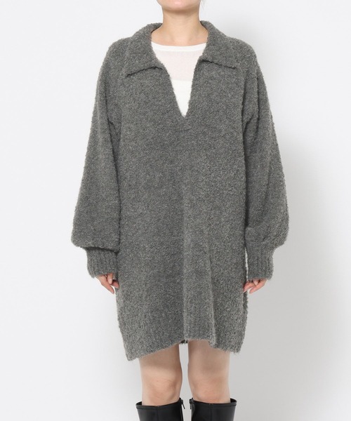 LOWRYS FARM（ローリーズファーム）の「スキッパーニットミニワンピース　 606926（ワンピース・レディース・アイボリー/チャコールグレー/ブラウン・FREE）」の18枚目の写真