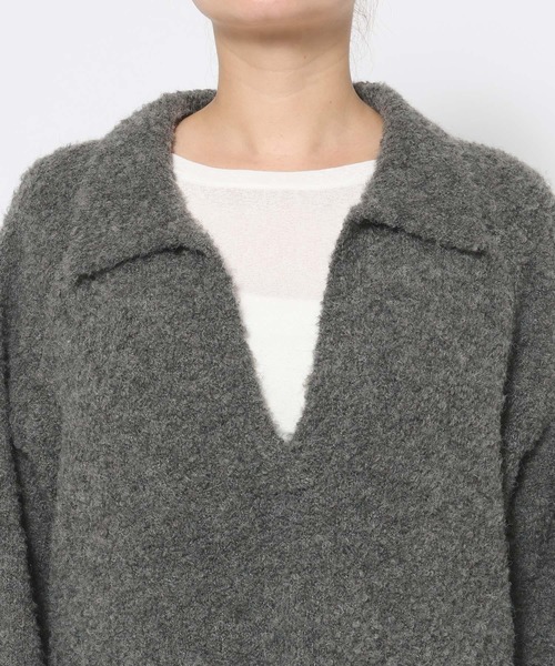 LOWRYS FARM（ローリーズファーム）の「スキッパーニットミニワンピース　 606926（ワンピース・レディース・アイボリー/チャコールグレー/ブラウン・FREE）」の21枚目の写真