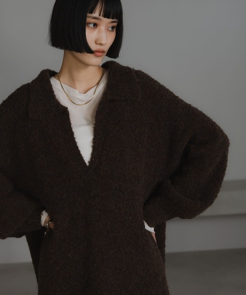 LOWRYS FARM（ローリーズファーム）の「スキッパーニットミニワンピース　 606926（ワンピース・レディース・アイボリー/チャコールグレー/ブラウン・FREE）」の10枚目の写真