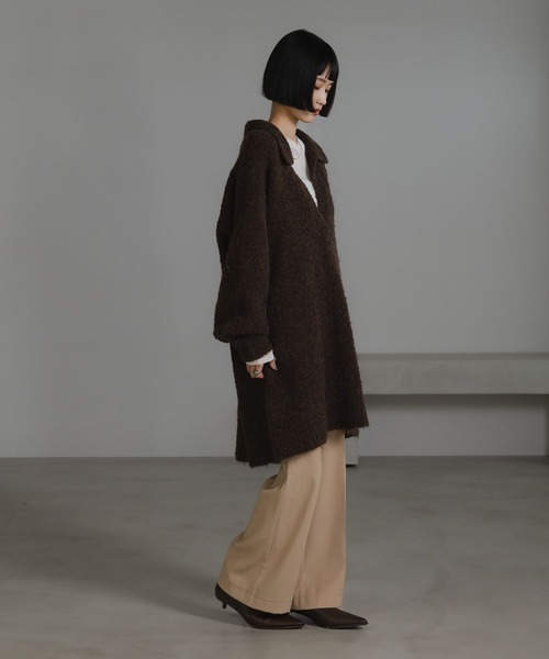 LOWRYS FARM（ローリーズファーム）の「スキッパーニットミニワンピース　 606926（ワンピース・レディース・アイボリー/チャコールグレー/ブラウン・FREE）」の7枚目の写真